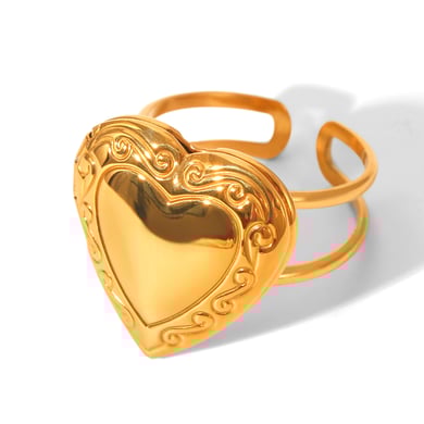 1 Stück Simple Series Daily Heart Statement-Ringe aus Edelstahl in Goldfarbe h5 