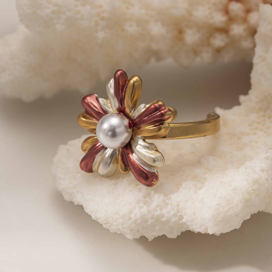 1 Piece Romantic Flower Stainless Steel Statement Ring Picture3