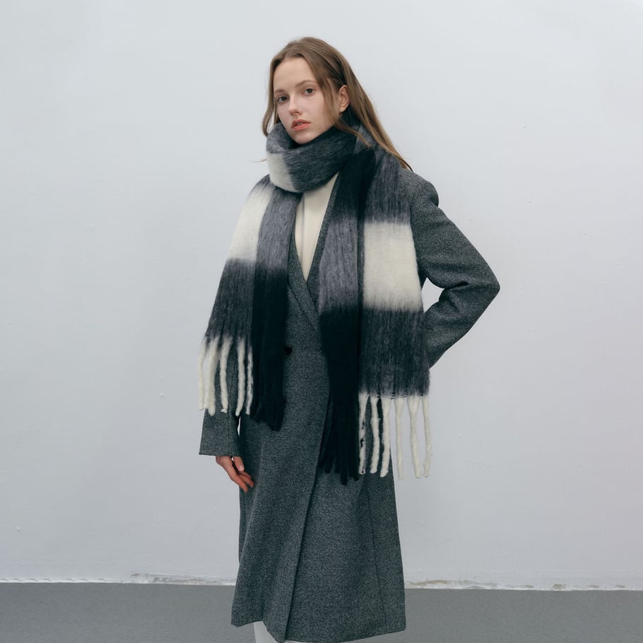 1 Stück Simple Series Klassisch karierte Polyester-Winterschals für Damen 