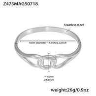 Z475-Bracciale geometrico a doppio anello in acciaio Immagine6
