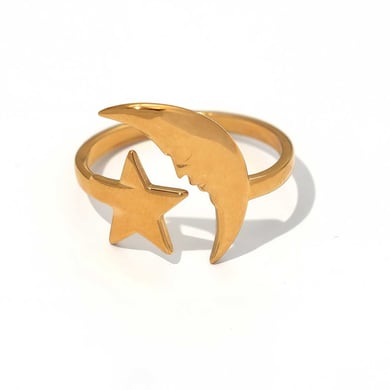 1 Piece Simple Casual Moon Stainless Steel  Gold Color  Statement Rings h5 