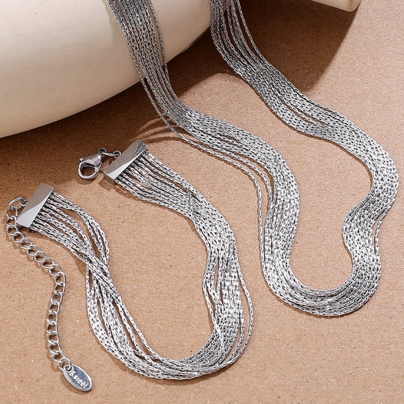 Chain Stainless Steel Gold Color Necklace Set 2