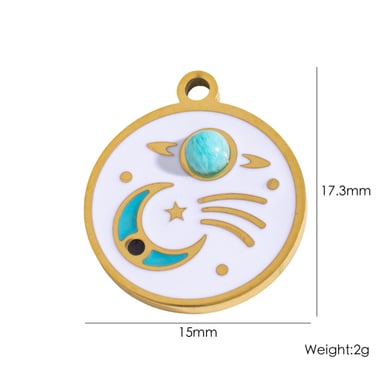 Simple Classic Sun/Moon Stainless Steel DIY Pendant h5 