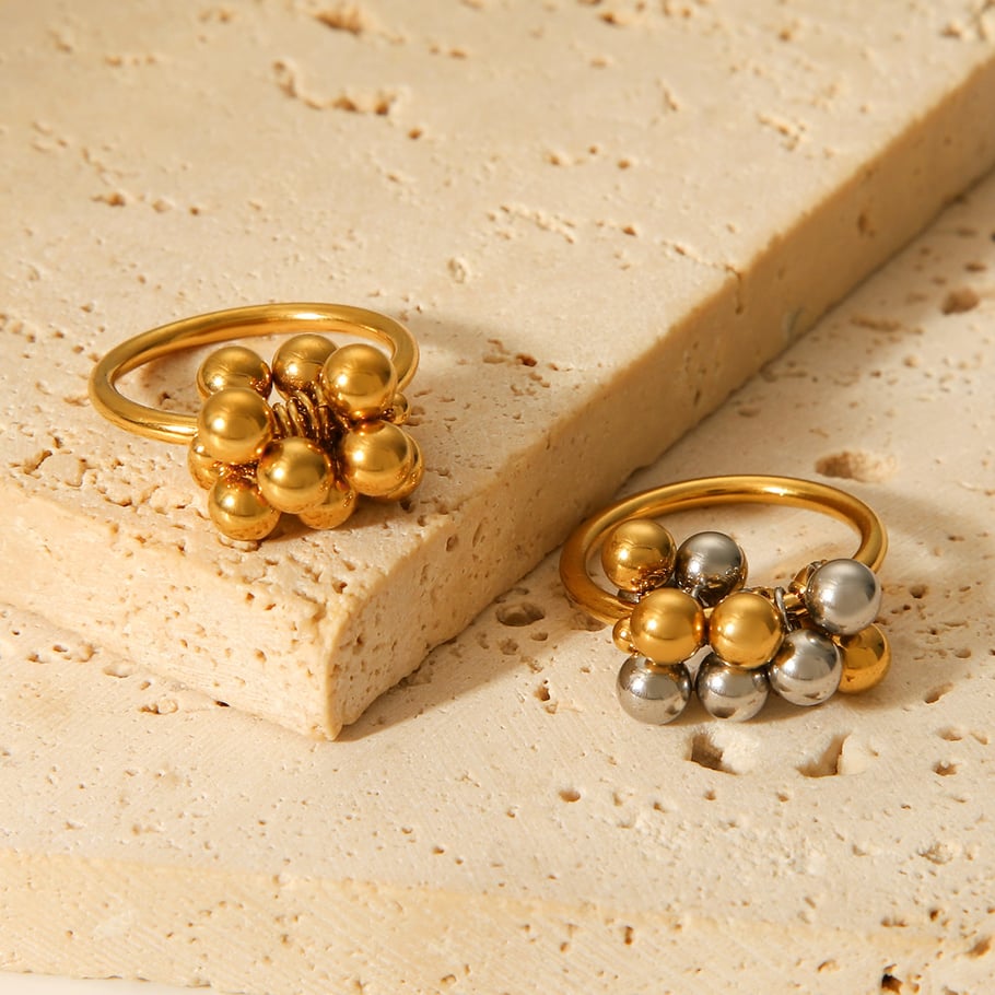 1 Stück Simple Series Daily Beads Edelstahl Goldfarben Statement Ringe Bild5
