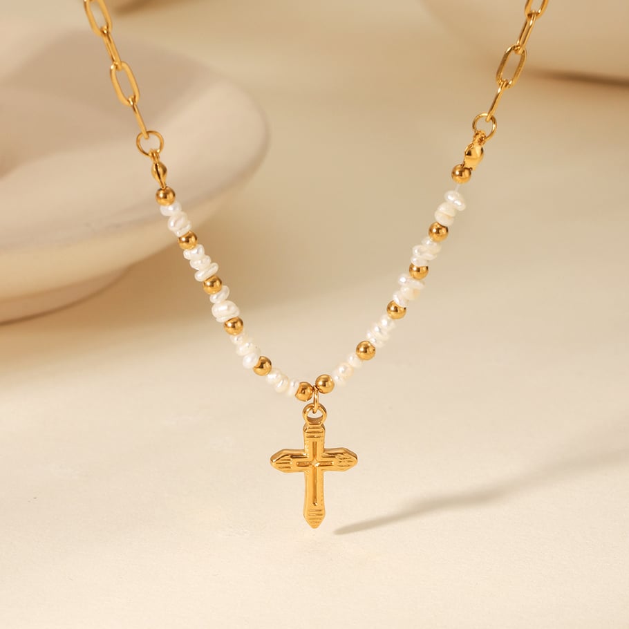 1 Pair Simple Series Daily Cross Stainless Steel  Women's Pendant Necklaces Picture5