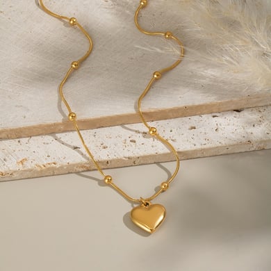 Collana con ciondolo a forma di cuore in acciaio inossidabile color oro, 1 pezzo h5 Immagine3