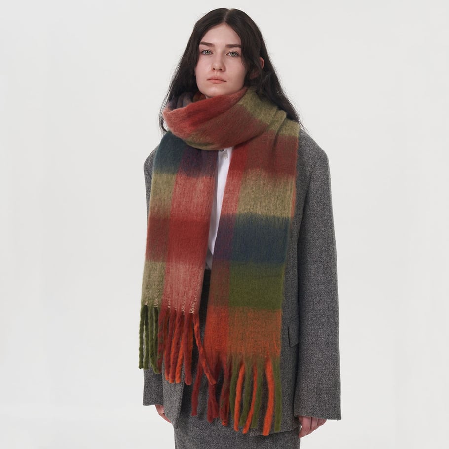 1 Stück Retro Plaid Polyester Damen Winterschals 