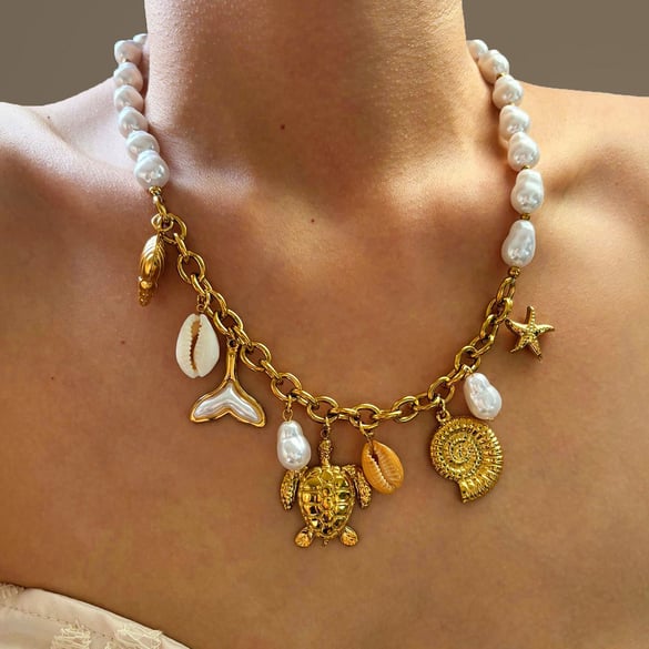 1 Piece Oceanic Stainless Steel Gold Color Pendant Necklace 2