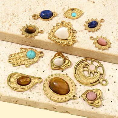 1 pieza de colgante clásico de corazón con piedras naturales para mujer h5 Imagen4