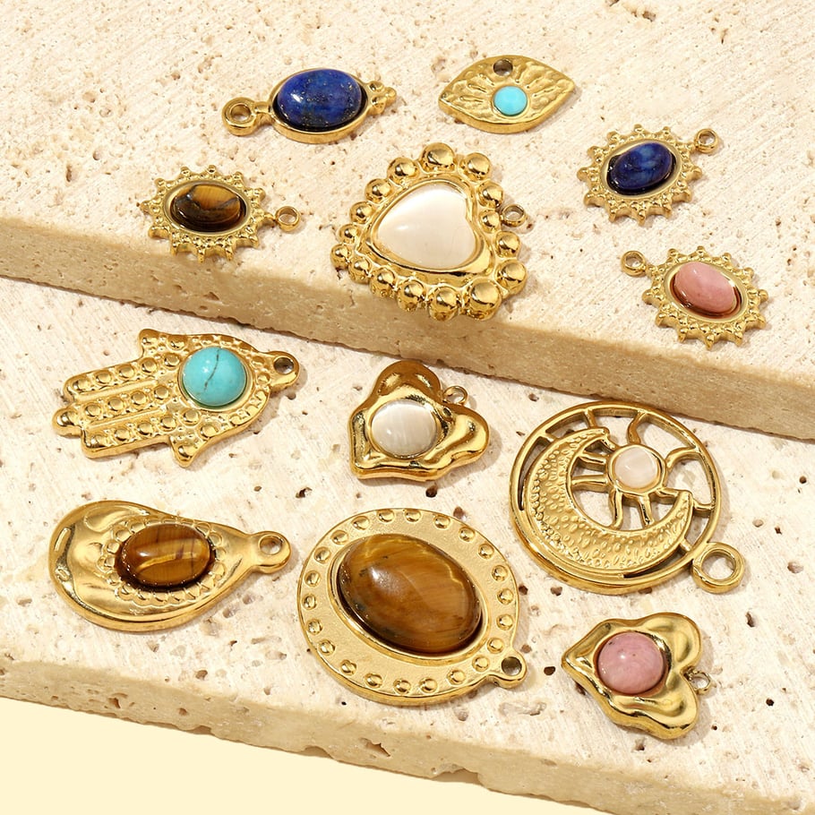 1 pieza de colgante clásico de corazón con piedras naturales para mujer Imagen4