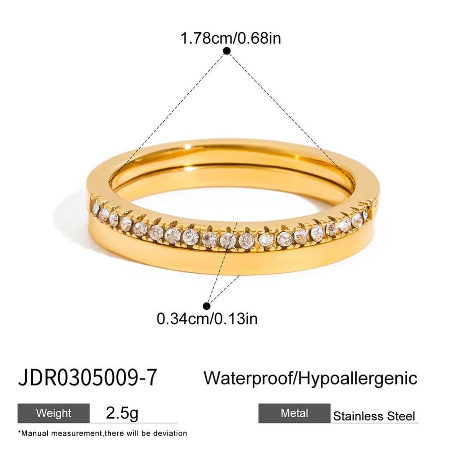 1 Piece Luxurious Geometric Stainless Steel Gold Color Women's Gemstone Rings Picture2