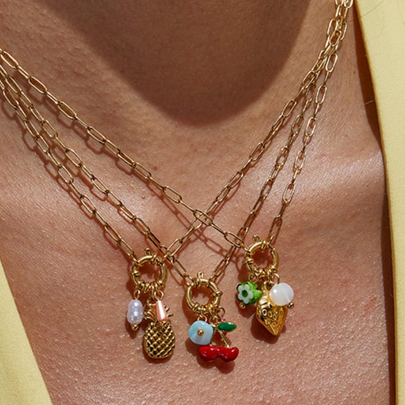 1 Piece Vivid Sweet Fruits Stainless Steel Gold Color Women's Pendant Necklaces 2