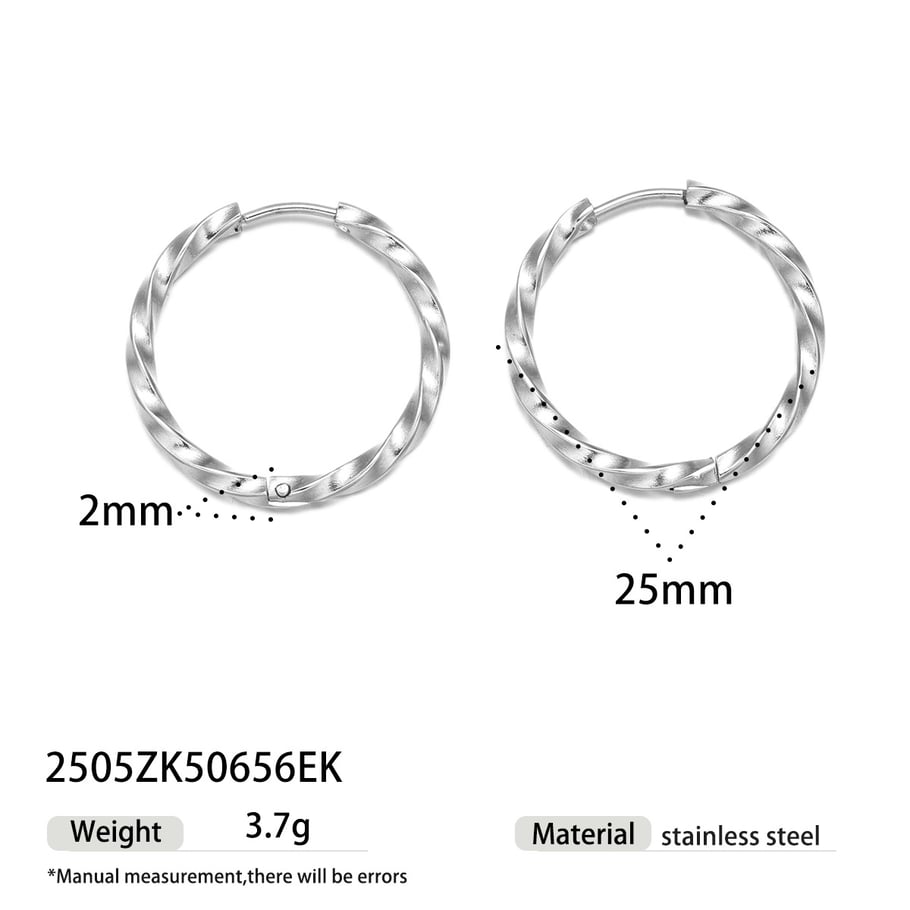 1 Pair Stainless Steel Gold Color Hoop Earrings 