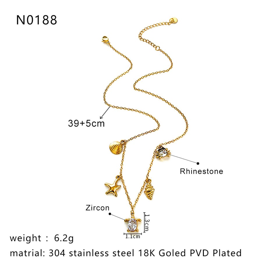 1 Piece Oceanic Stainless Steel Gold Color Pendant Necklace 