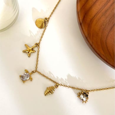 1 Piece Oceanic Stainless Steel Gold Color Pendant Necklace h5 Picture3