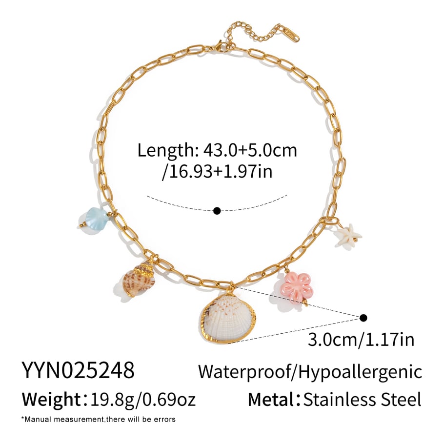 1 stuk romantische schelp roestvrijstalen goudkleurige hangerketting 