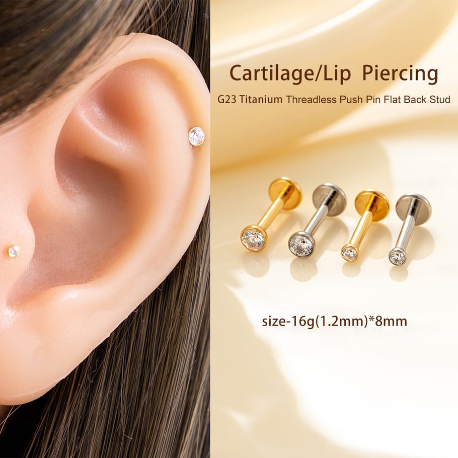 1 Adet Titanyum Alaşımlı Altın Renkli Piercing Küpe Resim4