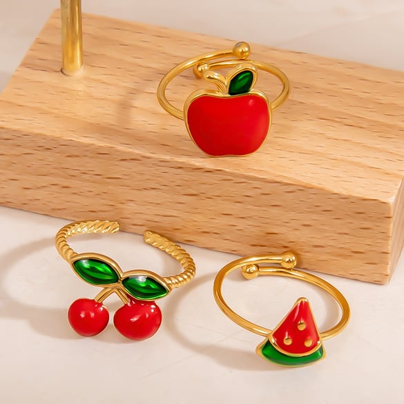 1 Piece Simple  Casual Fruit Stainless Steel Women's Statement Rings