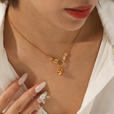 1 Piece  Daily Heart Stainless Steel  Gold Color  Women's Pendant Necklaces h5 Picture3