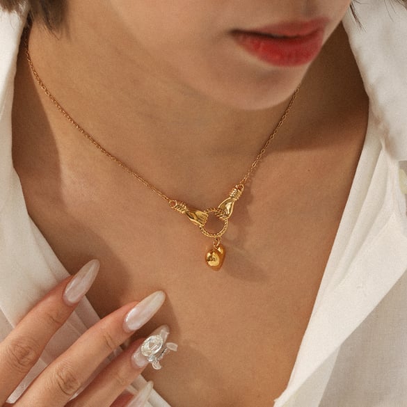 1 Piece  Daily Heart Stainless Steel  Gold Color  Women's Pendant Necklaces 2