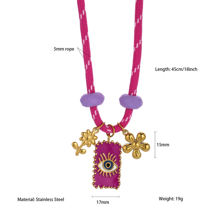 Collana con ciondolo da donna in acciaio inossidabile color oro con occhio del diavolo retrò, 1 pezzo 