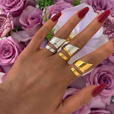 1 Piece  Casual Irregular Shape Stainless Steel  Gold Color  Statement Rings h5 Picture2
