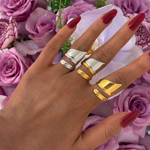 1 Piece  Casual Irregular Shape Stainless Steel  Gold Color  Statement Rings