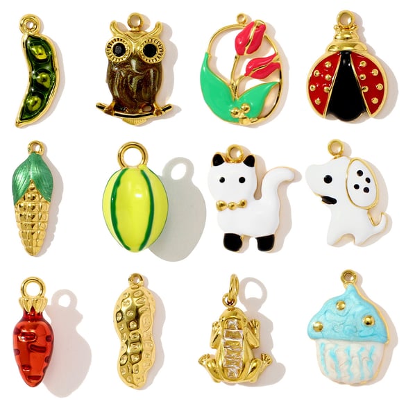 1 Piece Natural Food&Animal Stainless Steel Women's Pendants 2