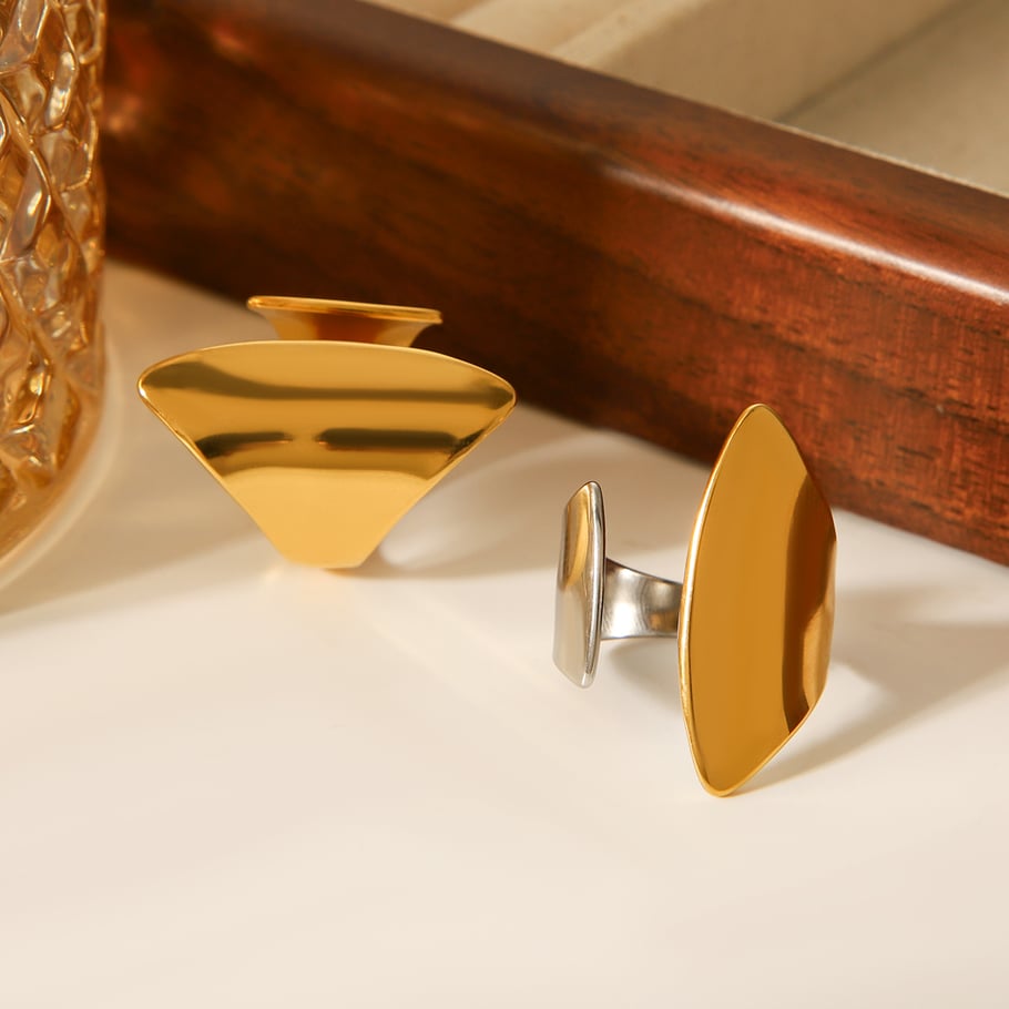Simple Series Daily Shell Edelstahl Goldfarben Statement Ringe Bild6