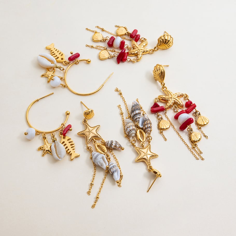 1 Pair Oceanic Natural Shell Stainless Steel Gold Color Women's Drop Earrings Picture9