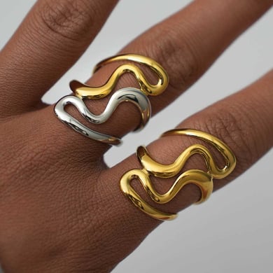 1 Piece Simple  Casual Irregular Shape Stainless Steel  Statement Rings h5 Picture3