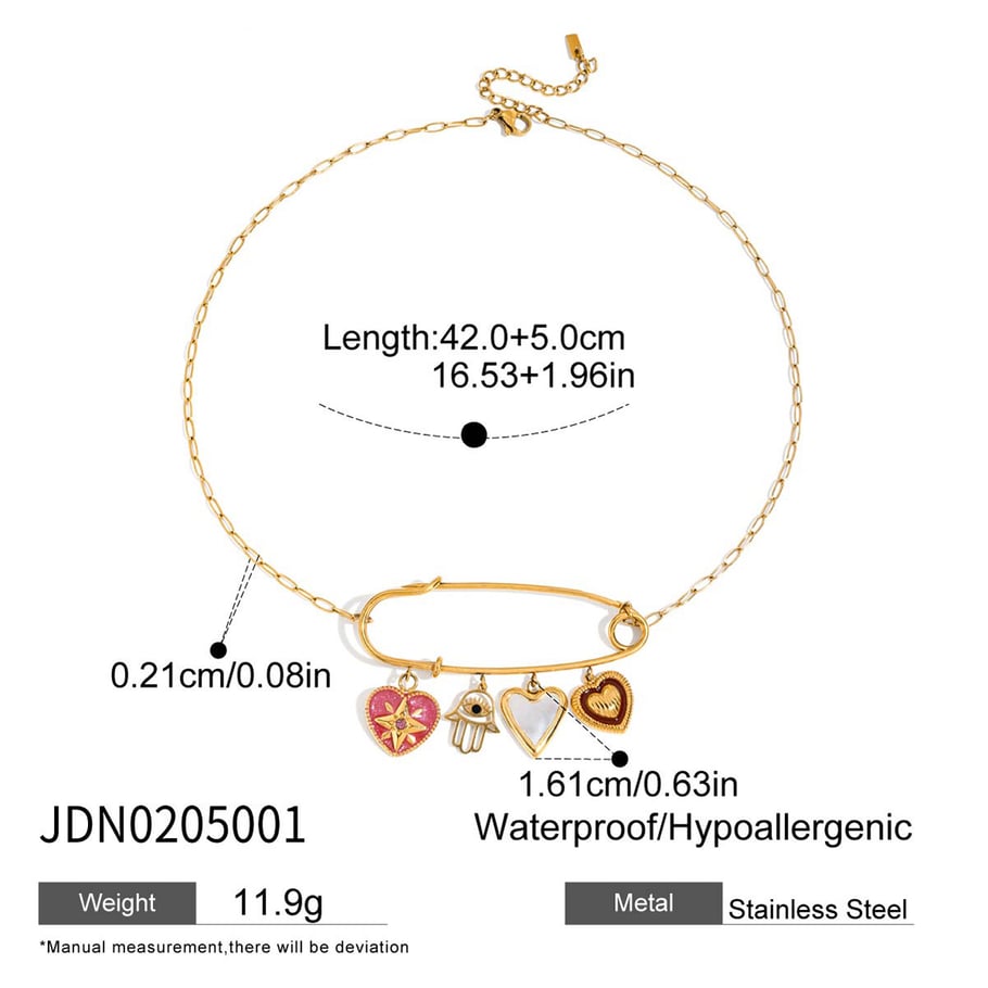 Collier avec pendentif en forme de cœur en acier inoxydable doré pour femme, 1 pièce Image2