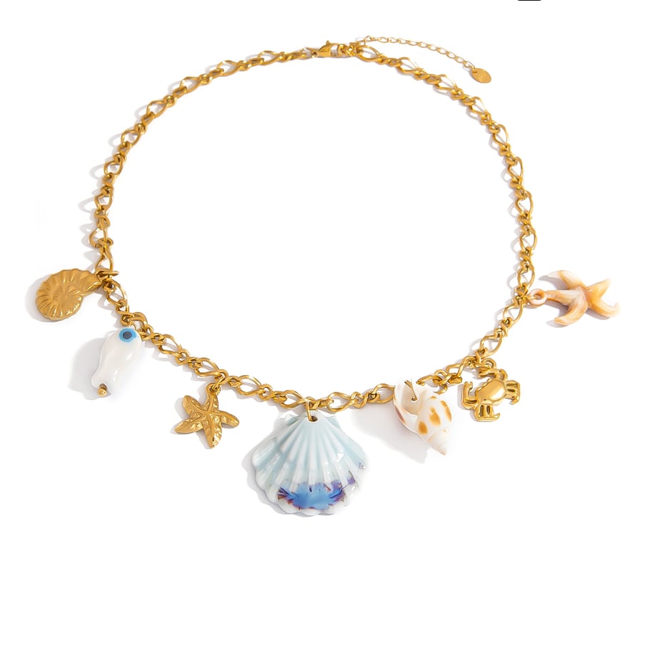 1 Piece Oceanic Stainless Steel Gold Color Pendant Necklace 