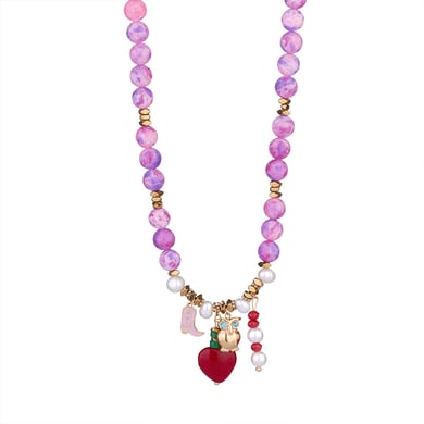 1 Piece Bright-coloured Heart Natural Stones Gold Color Women's Beaded Necklaces h5 