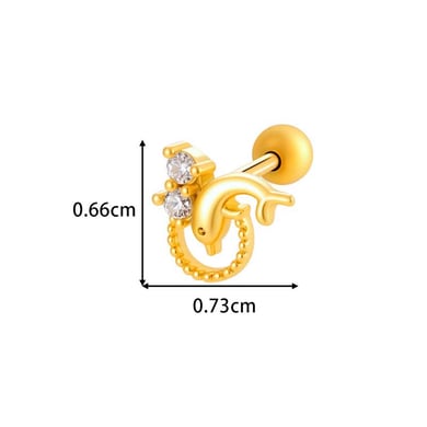 1 Piece Copper Gold Color Zircon Piercing Earring h5 Picture2