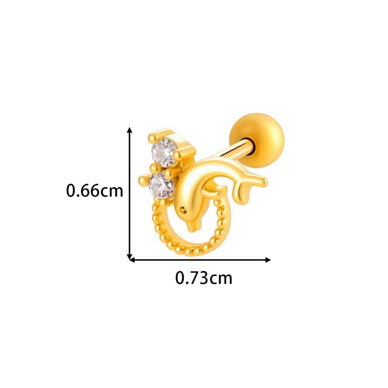 1 Piece Copper Gold Color Zircon Piercing Earring Picture2