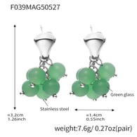 F039-Steel Green Glass Earrings Picture6