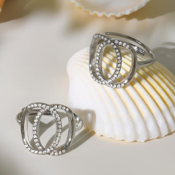 1 Stück klassische Infinity Edelstahl Gold Farbe Zirkon Statement Ringe 2