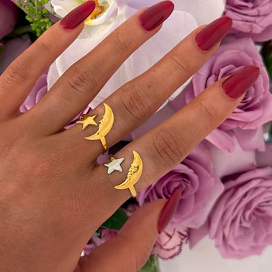 1 Piece Simple Casual Moon Stainless Steel  Gold Color  Statement Rings h5 Picture9