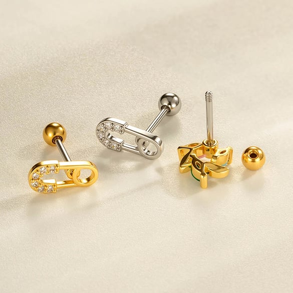 1 Piece Daily Triangle Copper Gold Color Zircon Women's Piercing Earrings