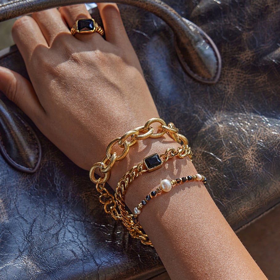 1 Piece Classic Twist Stainless Steel Gold Color Women's Chain Bracelets Picture5