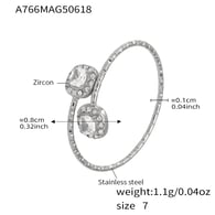 A766-Steel 5A Zirconia Cube Ring/No.7 Picture10