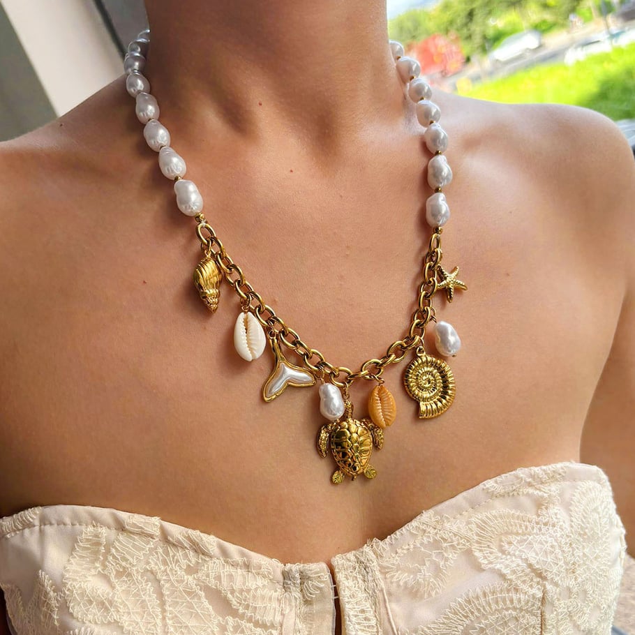 1 Piece Oceanic Stainless Steel Gold Color Pendant Necklace Picture3