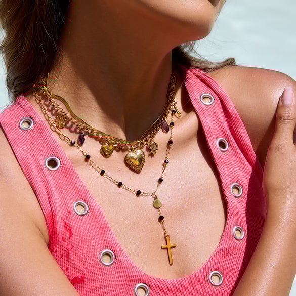 1 Piece Personality Cross Stainless Steel Gold Color Women's Pendant Necklaces 2