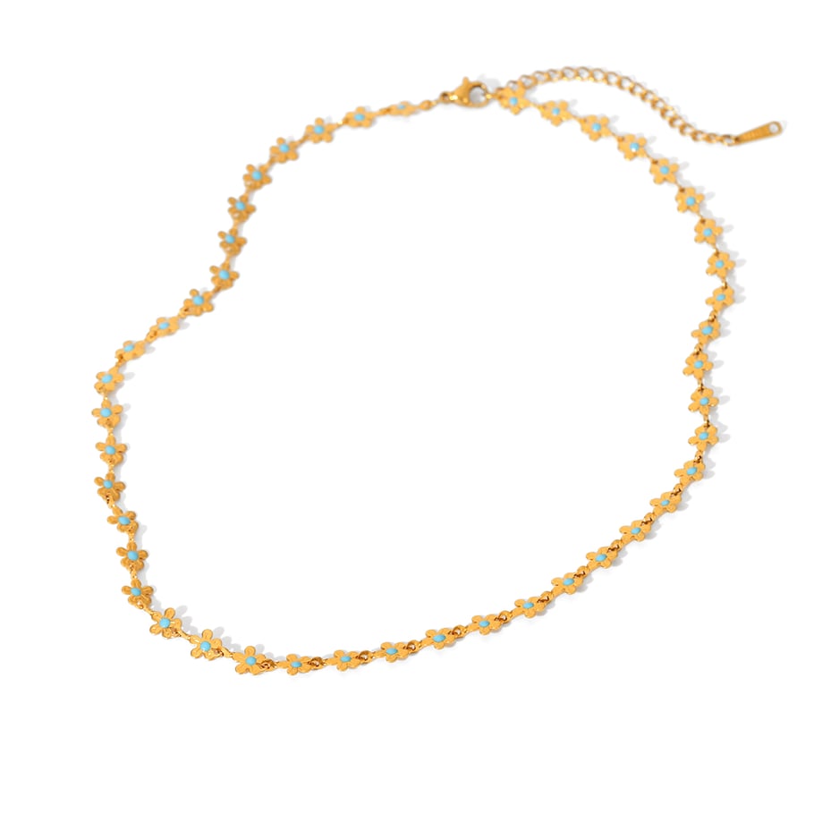 1 Stück einfache Blume Edelstahl Gold Farbe Damen Schmuck Sets 