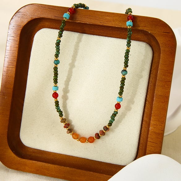 Collana di perline con pietre naturali classiche da 1 pezzo