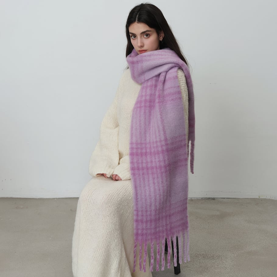 1 Stück einfache karierte Polyester-Winterschals für Damen 