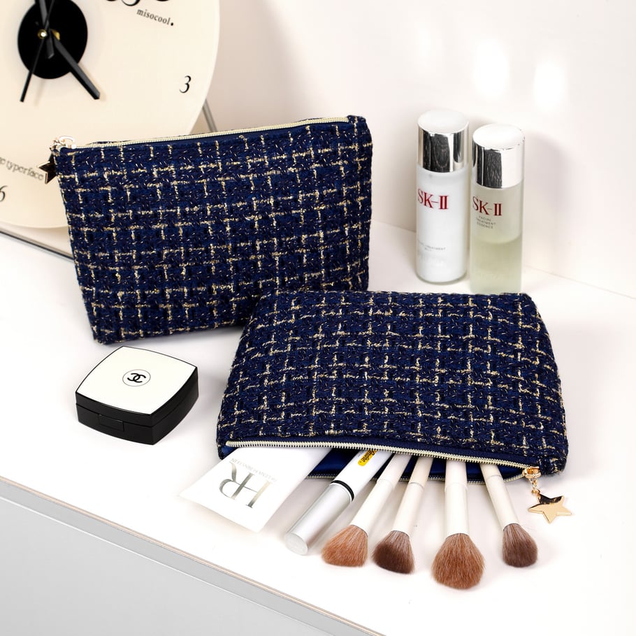 1 Stück Retro Plaid Damen Make-up Tasche Bild2