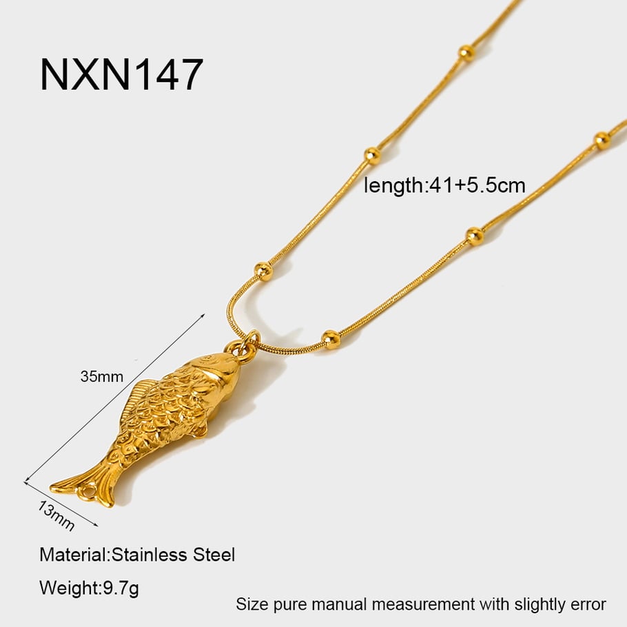 1 Piece  Vacation Turtle Fish Stainless Steel  Gold Color  Pendant Necklaces 