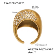 TXA326 - Anello con zirconi cubici bianchi dorati - Misura 7 Immagine4
